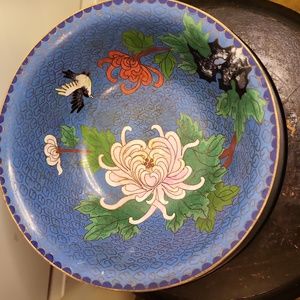 Vintage Old Chinese Bronze Brass Enamel Cloisonne Chrysanthemum Flower B…